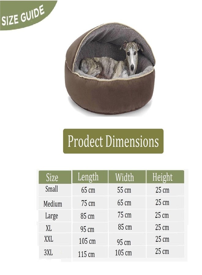 Fluffy's Luxurious Hooded Cover Fleece Fabric Fiber Filled Dogs & Cats Bed (Export Quality) (XL, Brown) - Image 3